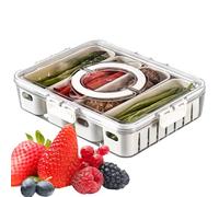 COMFOLIVING Vassoio da portata diviso con coperchio, 4 scomparti per frutta e salumi, con manici, impilabile, contenitore per snack da viaggio, perfetto per intrattenimento