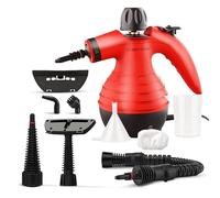 Comforday Pistola a Vapore in Alluminio 9 Accessori per Rimuovere le Macchi da Pavimena, Moquette, Tende, Seggiolini Auto, Cucina, Cimici, Bagni e Altro, Perfetto per Macchie e Sanitizzazione (Rosso)