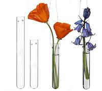 comforder 12 Provette per Fiori da Appendere, Vaso con Foro, Decorazione per Finestra, Matrimonio, Tulipano, Fiori in Vetro (15 cm)