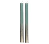comforder 2 Candele Coniche 25 cm, 10 Ore, Dettagli Oro, Verde Eucalipto | Candele coniche antigoccia con dettagli dorati, altezza 25 cm, circa 10 ore, per la tavola