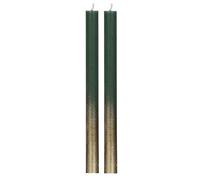 comforder 2 Candele Coniche 25 cm, 10 Ore, Dettagli Oro, Verde Muschio | Candele coniche antigoccia con dettagli dorati, altezza 25 cm, circa 10 ore, per la tavola