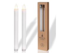 comforder Candele LED con Fiamma Tremolante in Vera Cera (Set da 2), Candele a Pile con Timer, Candele a Batteria (Bianco)