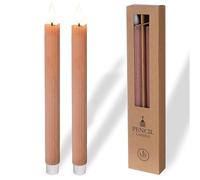 comforder Candele LED con Fiamma Tremolante in Vera Cera (Set da 2), Candele a Pile con Timer, Candele a Batteria (Malva)