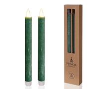 comforder Candele LED con Fiamma Tremolante in Vera Cera (Set da 2), Candele a Pile con Timer, Candele a Batteria (Verde Muschio)