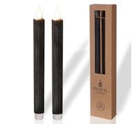 comforder Candele LED con Fiamma Tremolante in Vera Cera (Set da 2), Candele a Pile con Timer, Candele a Batteria (Nero)