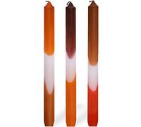 COMFORDER Dip Dye - Candele colorate (3 pezzi) fatte a mano con gradiente, durata 9 ore, paraffina, 24 x 2,2 cm (arancione marrone)