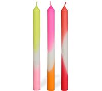 COMFORDER Dip Dye - Candele colorate (3 pezzi) fatte a mano con gradiente, durata 9 ore, paraffina, 24 x 2,2 cm (rosso Roza)
