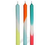 COMFORDER Dip Dye - Candele colorate (3 pezzi) fatte a mano con gradiente, durata 9 ore, paraffina, 24 x 2,2 cm (blu rosso)