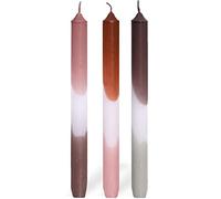 COMFORDER Dip Dye - Candele colorate (3 pezzi) fatte a mano con gradiente, durata 9 ore, paraffina, 24 x 2,2 cm (Roza)