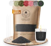 comforder Sabbia per candela con profumo e stoppino, aroma, granulato di cera per candele, set fai da te, 400 g, granuli, 4 stoppini per candele (nero, muschio)