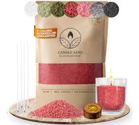 comforder Sabbia per candela con profumo e stoppino, aroma, granulato di cera per candele, set fai da te, 400 g, granuli, 4 stoppini per candele (marrone rosso, ambra)