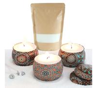 comforder Sabbia per candela con stoppino e lattine per candele, set regalo completo con 250 g, 6 stoppini e 3 portacandele