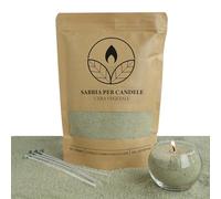 comforder Sabbia per Candele con stoppini, granuli di Cera, Candele Fai da Te, 400 g, Perline di Cera per Candele + 4 stoppini per Candele (Verde Chiaro)