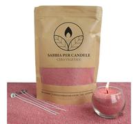 comforder Sabbia per Candele con stoppini, granuli di Cera, Candele Fai da Te, 400 g, Perline di Cera per Candele + 4 stoppini per Candele (Rosa)