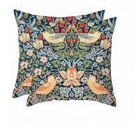 Comforso William Morris, set di federe per cuscini "Strawberry Thief", 2,45 x 45 cm, motivo floreale su entrambi i lati, decorazione per la casa per divano, divano o panca