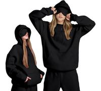 Comfort Airplane Travel Mode Hoodie, Airplane Hoodie with Eye Mask Built in, Travel Sweatshirt for Women Men (Black,3XL)