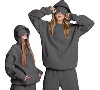 Comfort Airplane Travel Mode Hoodie, Airplane Hoodie with Eye Mask Built in, Travel Sweatshirt for Women Men (Dark Gray,S)
