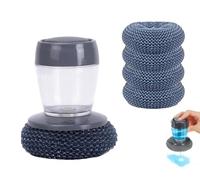 Comfort Grip Sapone Dispenser Scrub Da Cucina,Spazzolino Per Piatti Dispensatore Di Sapone Con Sfere Di Pulizia, Teste Di Spazzolino Sostituibili Per La Pulizia Delle Pentole(1+4pcsballs)