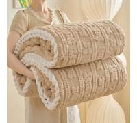 Comfort Plush Sherpa Fleece Blanket Dual Sided Reversible Sherpa Throw Blanket Warm Comfy Ultra Soft Throw Blanket per Letto Singolo Matrimoniale(Khaki,100 * 150cm)