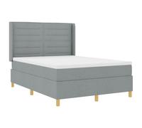 Comfort Premium molle insacchettate Modern Box Spring letto matrimoniale | Letto a molle con testiera regolabile Grigio chiaro 140x190 cm Tessuto con materasso e luce LED USB
