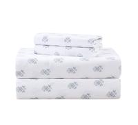 Comfort Spaces - Lenzuola in 100% cotone king size, traspiranti, naturalmente fresche, con angolo elastico da 36 cm, per materassi fino a 41 cm, per tutte le stagioni, blu floreale, 4 pezzi