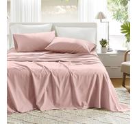 Comfort Spaces Lenzuola in 100% cotone per letto king, traspiranti e ultra morbide, lenzuola in cotone naturalmente fresco, con tasca elastica da 35,6 cm, per materassi fino a 40,6 cm, set di lenzuola