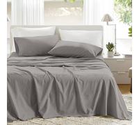 Comfort Spaces Lenzuola in 100% cotone per letto king, traspiranti e ultra morbide, lenzuola in cotone naturalmente fresco, con tasca elastica da 35,6 cm, per materassi fino a 40,6 cm, set di lenzuola