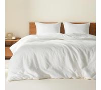 Comfort Spaces Set copripiumino doppio bianco, 2 pezzi in tessuto traspirante a nido d'ape, set moderno e bohémien, set di biancheria da letto matrimoniale in microfibra per tutte le stagioni, misura