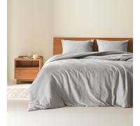 Comfort Spaces Set copripiumino doppio grigio chiaro, 2 pezzi in tessuto traspirante a nido d'ape, set moderno e bohémien, set di biancheria da letto matrimoniale in microfibra per tutte le stagioni,