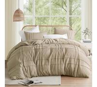 Comfort Spaces Set copripiumino kaki king size, 3 pezzi, set di biancheria da letto plissettato con nervature, leggero, per tutte le stagioni, extra morbidezza, in microfibra prelavata, set di