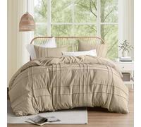 Comfort Spaces Set copripiumino kaki per letto king size, 3 pezzi, copripiumino plissettato Cal King, leggero per tutte le stagioni, extra morbidezza in microfibra prelavata, federe per letto Cal King