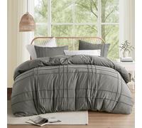Comfort Spaces Set copripiumino king size, 3 pezzi, grigio con nervature, per letto king size, leggero, extra morbido, in microfibra prelavata, per letto king size, king size