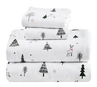 Comfort Spaces Set di lenzuola in flanella di cotone al 100%, ultra morbide e accoglienti, con tasca elastica da 30,5 cm, per materassi fino a 35,6 cm, stampa a tema renna, 3 pezzi