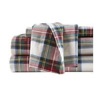 Comfort Spaces Set di lenzuola in flanella di cotone traspirante con tasche profonde, scozzese a quadri rossi, king size