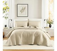 Comfort Spaces Trapunta per letto king size, per tutte le stagioni, copriletto avorio con cuciture double-face, morbida coperta estiva abbinata con federe abbinate, collezione Kienna, 304,8 x 299,7 cm
