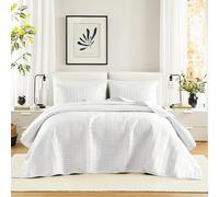 Comfort Spaces Trapunta per letto king size, per tutte le stagioni, copriletto bianco con cuciture double-face, morbida coperta estiva abbinata con federe abbinate, collezione Kienna, 304,8 x 299,7 cm