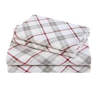 Comfort spazi - Lenzuolo di flanella di cotone Set, Plaid Red/Grey, Queen