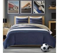 Comfort spazi - Verone mini Quilt set - 2/3 pezzi - blu, bianco - Strisce, Microfibra, Blue White, Full/Queen