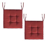 Comfortable 16x16 inch Chair Cushions 2-Pack 7cm Thick Seat Pads for Indoor/Outdoor Use Ideal for Garden Chairs & Benches Red Color 40x40/45x45 cm
