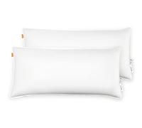 ComfortAce® Confezione da 2 cuscini da 40 x 80 cm, morbidi e confortevoli, traspiranti, in microfibra, lavabili, riempiti con fibre cave siliconate, colore bianco