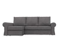 COMFORTLY Divano letto a 2 posti con fodera di ricambio per chaise longue, realizzato a mano, compatibile con BACKABRO Sleeper divano angolare (corona - grigio scuro)