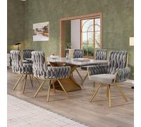 ComfortXL Sedia da pranzo in velluto, set da 6 pezzi, sedia girevole per soggiorno e camera da letto, per il tempo libero, con quattro gambe di supporto, in metallo, grigio