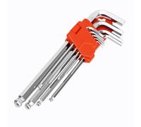 Comforty Set di 9 chiavi esagonali interne in argento da 1,5 - 10 mm con testa a sfera, set metrico esagonale interno con scatola, set di chiavi angolari per auto, mobili, attrezzature, ecc