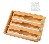 Comfoyar 3 in 1 Porta Pellicola e Alluminio con Taglierina, Dispenser per Film in Bambù, Organizzatore di Stoccaggio per il Cassetto Della Cucina, per Involucro di Plastica, Cera, Carta Pergamena, 12"