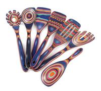 comfoyar Pakkawood Utensili da Cucina Set, 7 Pezzi Cucchiai di Legno per Cucinare Set con Spatola e Ladle, Resistente al Calore Mestoli in Legno per Pan Antiaderente