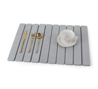 comfoyar Tappetino Asciuga Piatti in Pietra per Cucina, Tappetino Scolapiatti in Diatomite ad Asciugatura Rapida per Piatti Bottiglie Tazze Utensili, Assorbimento l'acqua, 60×39 cm, Grigio Scuro