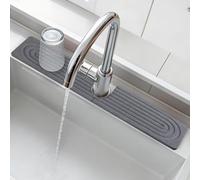 comfoyar Tappetino per Rubinetto in Pietra, Protezione per Lavello per Lavello da Cucina Paraspruzzi, Diatomite Tappetino ad Asciugatura Rapida per Ripiano Bagno, Super Assorbente, 60×10cm, Grigio