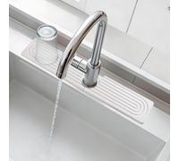comfoyar Tappetino per Rubinetto in Pietra, Protezione per Lavello per Lavello da Cucina Paraspruzzi, Diatomite Tappetino ad Asciugatura Rapida per Ripiano Bagno, Super Assorbente, 40×10cm, Bianco