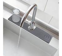 comfoyar Tappetino per Rubinetto in Pietra, Protezione per Lavello per Lavello da Cucina Paraspruzzi, Diatomite Tappetino ad Asciugatura Rapida per Ripiano Bagno, Super Assorbente, 40×10cm, Grigio