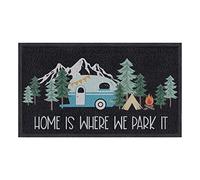 comfoyar Zerbino per Camper, Zerbini per Ingresso Esterno con Home Is Where We Park It, Facile da Pulire Tappeto con Antiscivolo Supporto in Gomma, Tappetino Interno per Van Decorazione Casa 45X75cm
